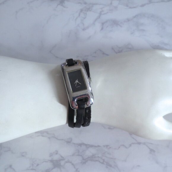 Silver and Black Wrap Around Wrist Watch - Picture 6 of 6